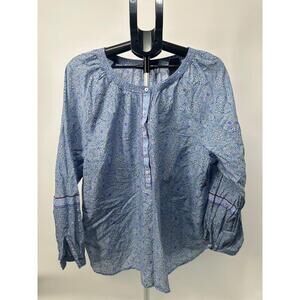 Talbots Colorful Patterned Long Sleeves Button Front Tunic Blouse Size Plus‎ 3X